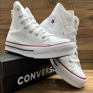 Converse All Star White Canvas High-Tops platform